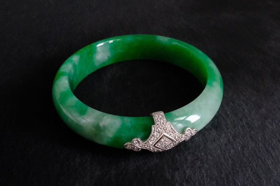 Art Deco Green Jadeite Jade Bangle 55mm GIA - Etsy