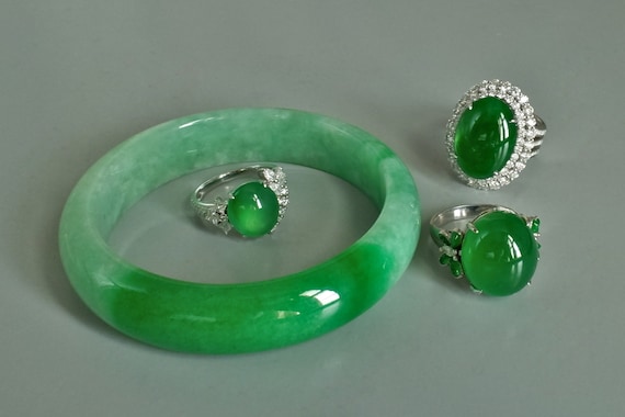 High Quality Imperial Green Jadeite Jade Ring 18k Etsy