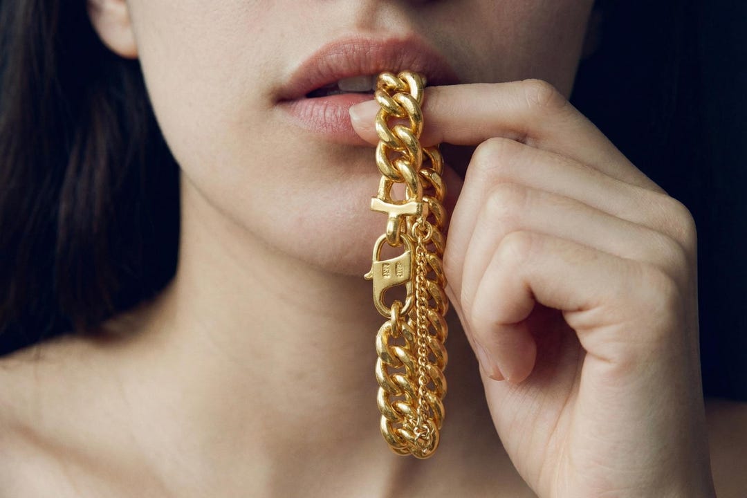 24K 重厚なソリッドゴールドチェーンブレスレット ヴィンテージ - Etsy