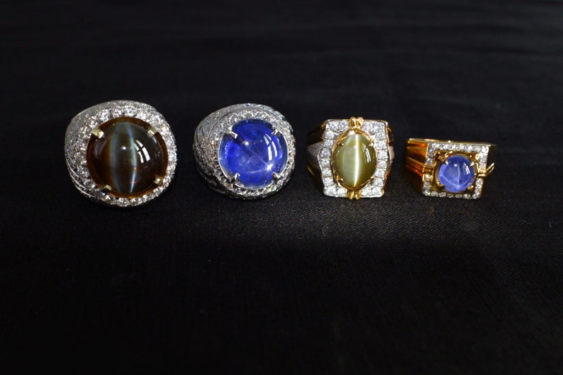 Blue Star Sapphire Pinky Ring Men Vintage Etsy