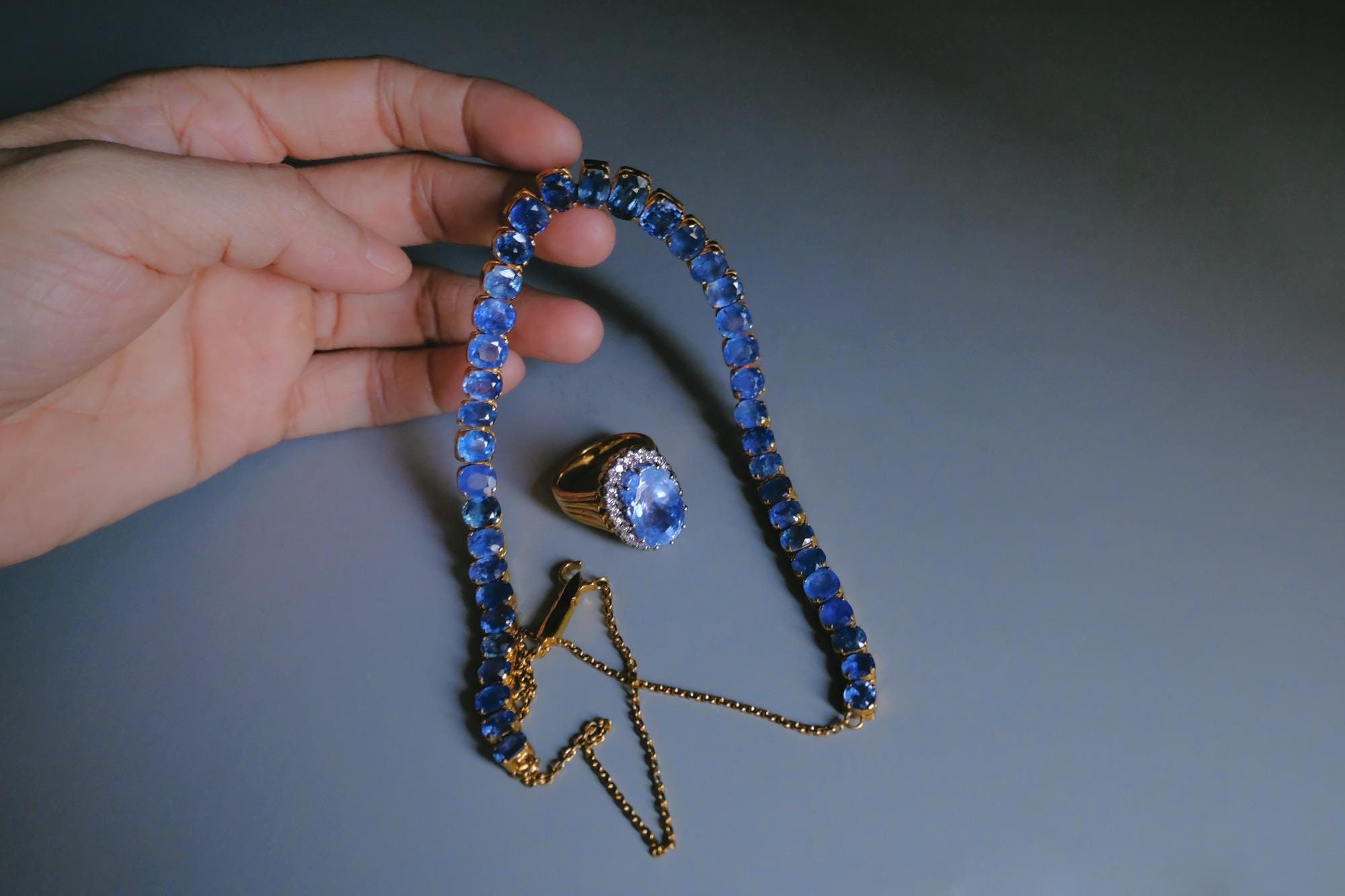 SOLD Unheated Burma Sapphire Necklace 22k Vintage