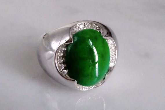 Men's Frosted Jadeite Jade Ring - H&F Jewellery and Jade