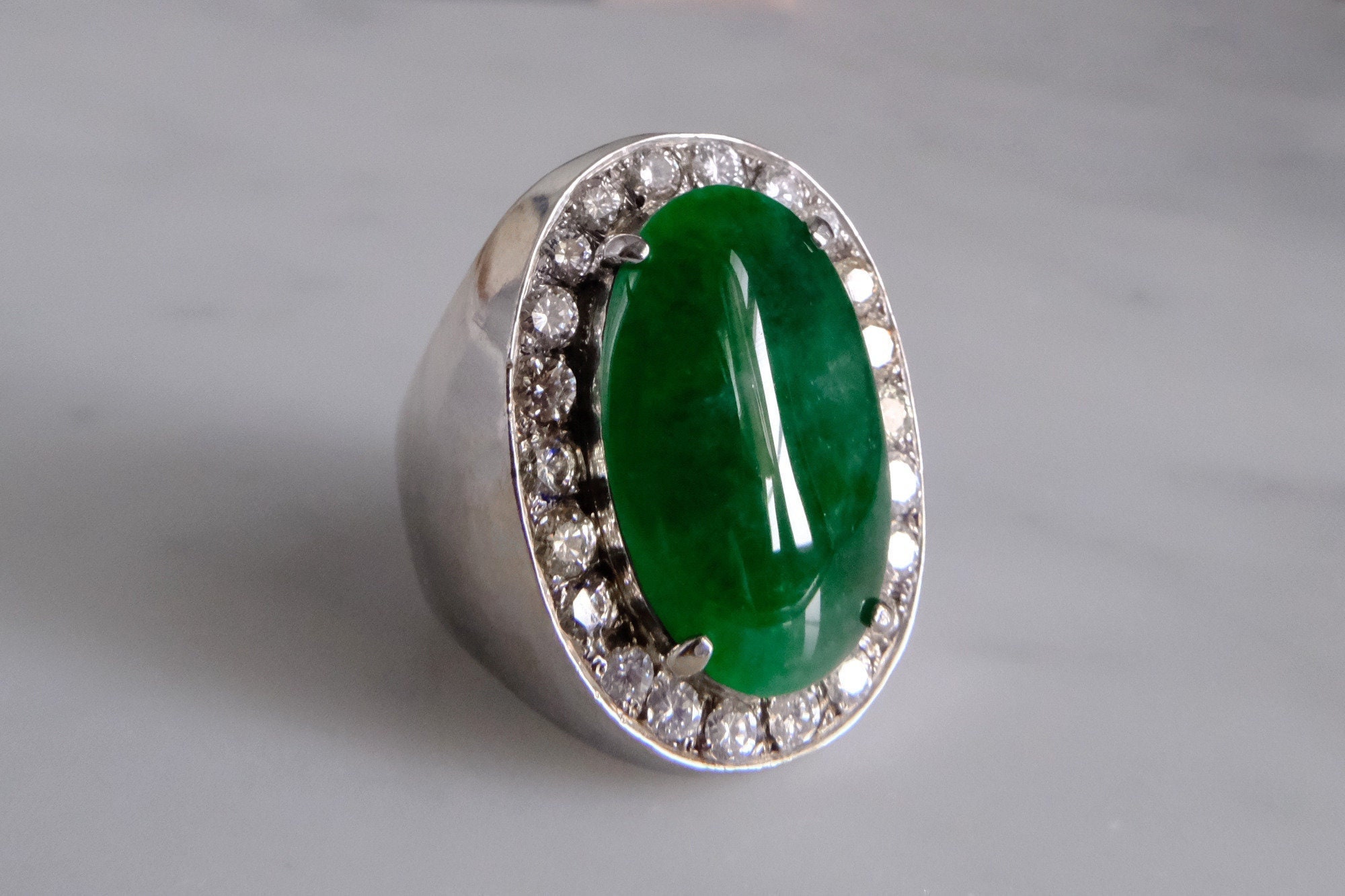 Latest Natural High Ice Green Chalcedony 925 Silver-plated Inlaid  Atmosphere Men Ring Green-agate Emerald Jade Handring Jewel - Rings -  AliExpress