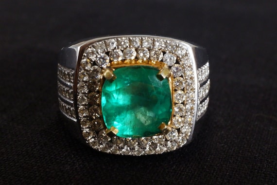 3ct Colombian Emerald Men's Ring 18k