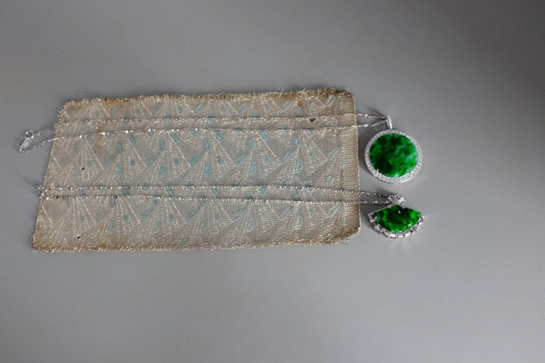 18k Carved Jade Fan Pendant Necklace Etsy