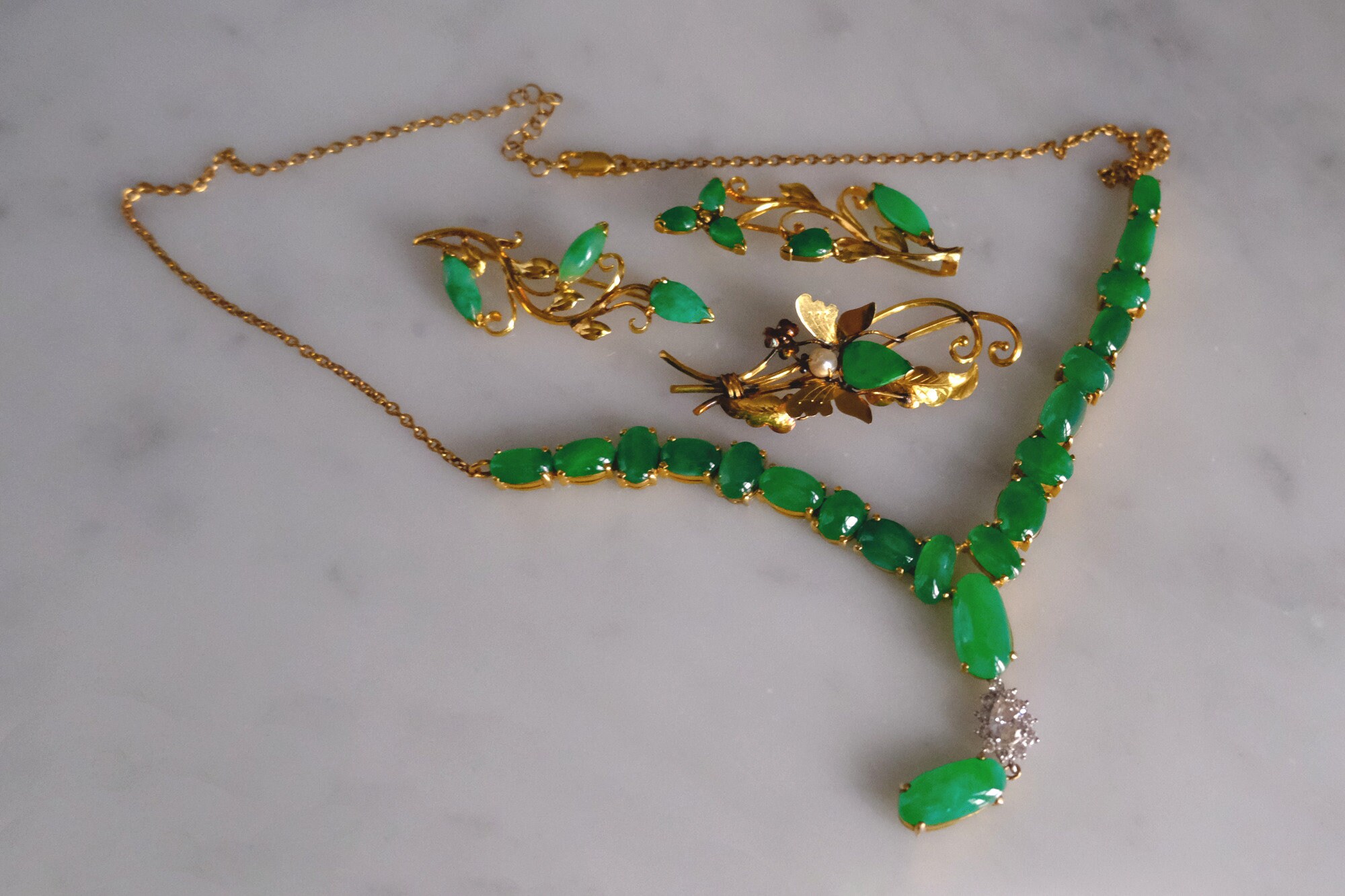 アンティーク 翡翠 ブローチ セット 中国製 20k - Etsy 日本