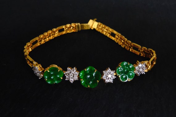 Antique Jade Bracelet 14k Jade and Diamond Bracelet Jade Donut Bracelet Jade  Button Jade Money Bracelet - Etsy
