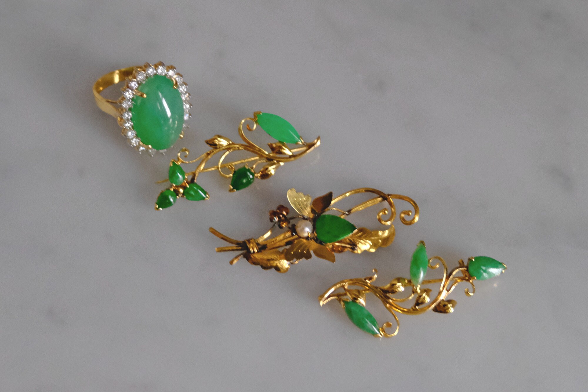 アンティーク 翡翠 ブローチ セット 中国製 20k - Etsy 日本