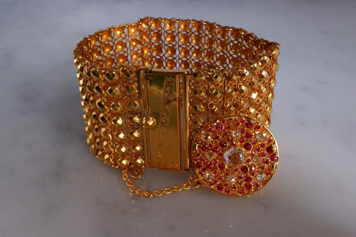 22k Antique Gold Lace Bracelet Charm Pendant Chinese Etsy