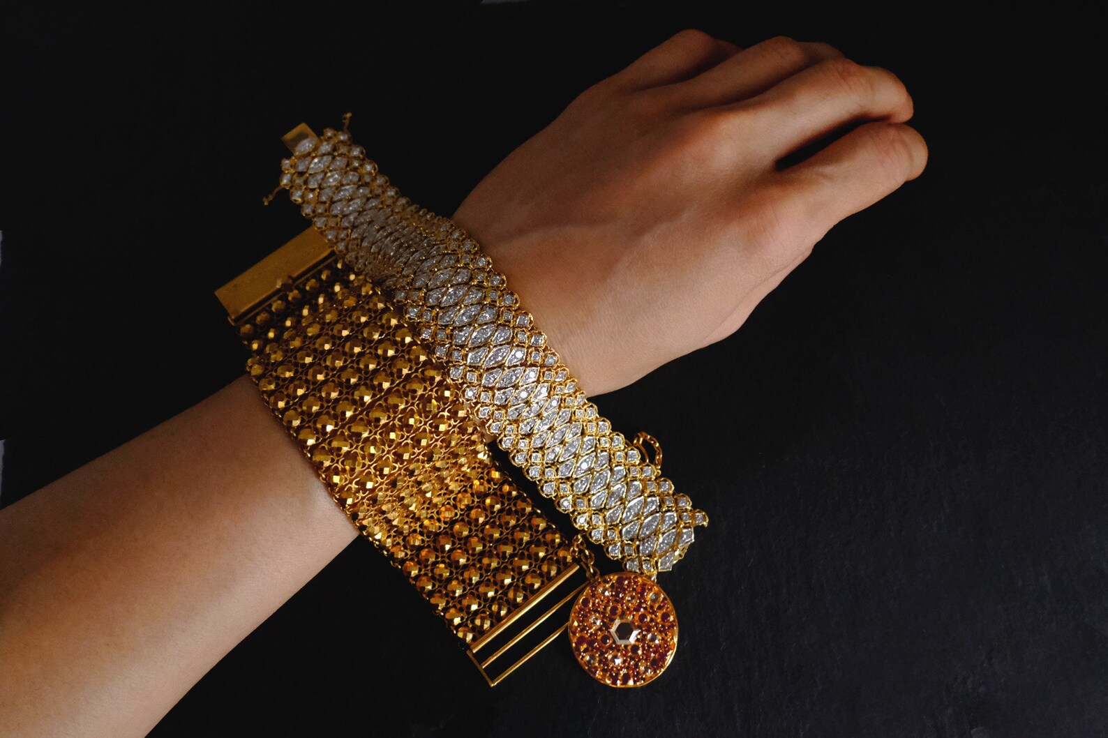 22k Antique Gold Lace Bracelet Charm Pendant Chinese Etsy