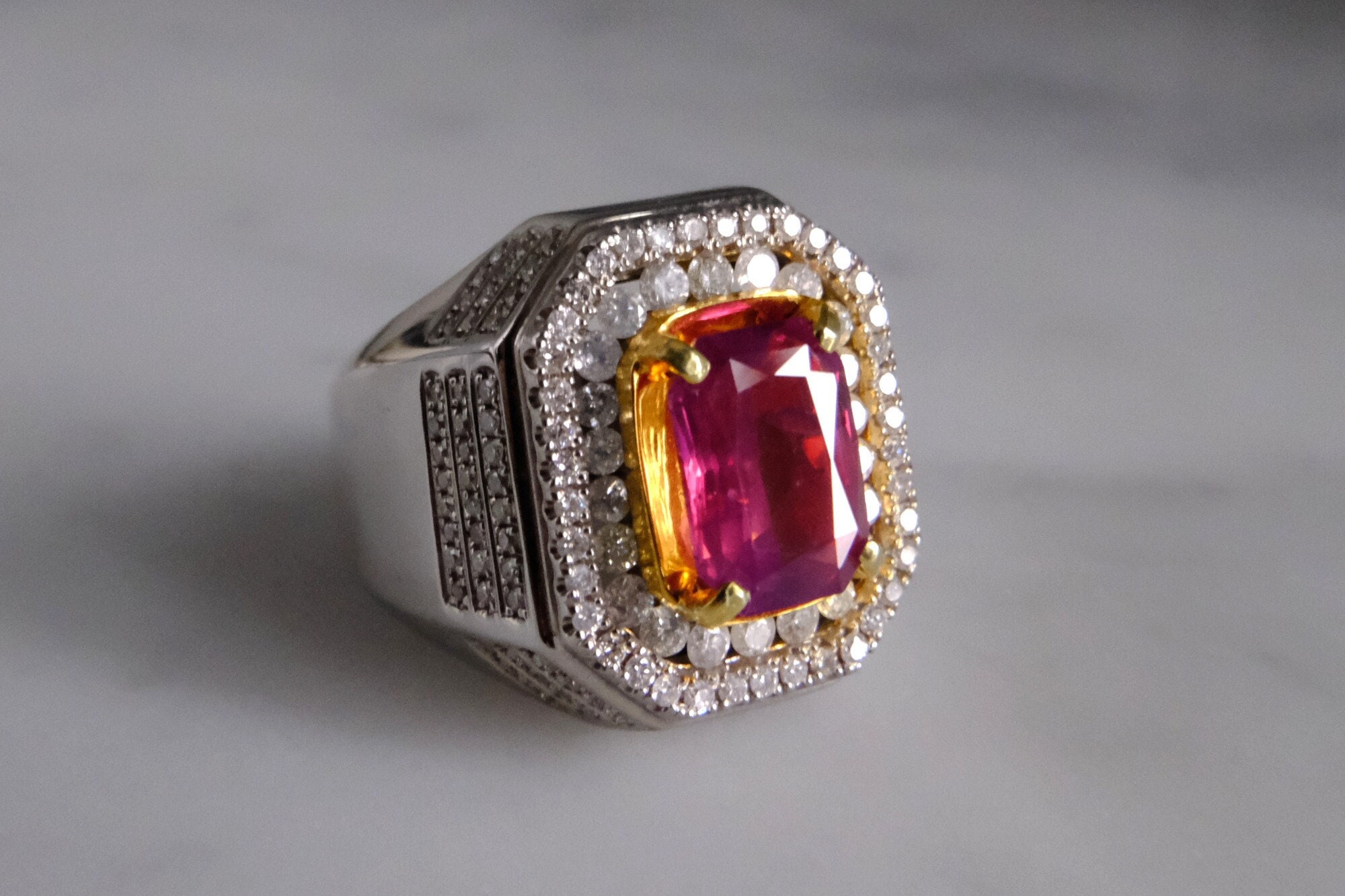 Mens pink sapphire online ring