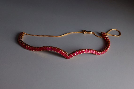 Unheated Burmese Ruby Necklace 18k Vintage - image 2