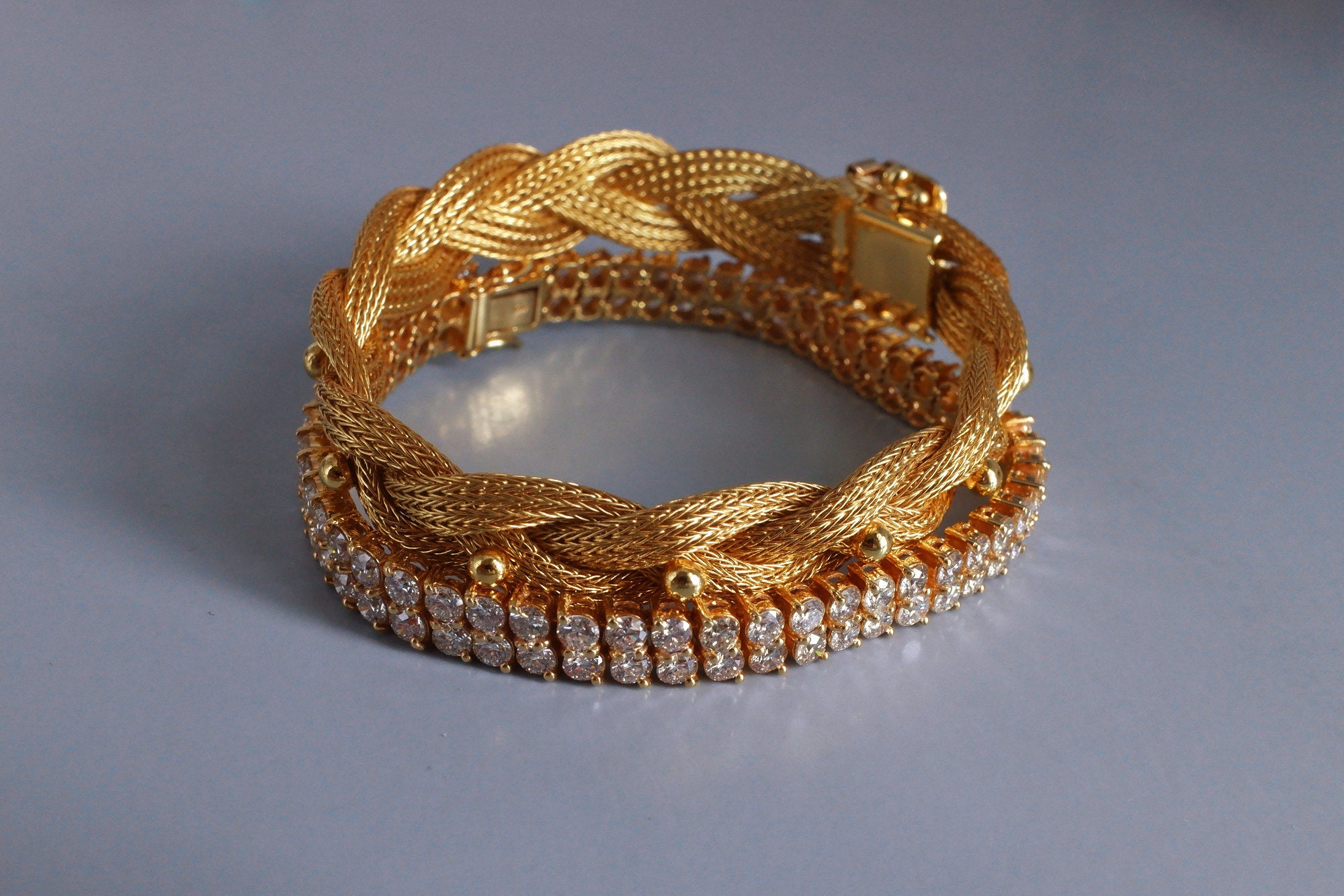 18k Braid Mesh Woven Gold Bracelet Vintage Etsy