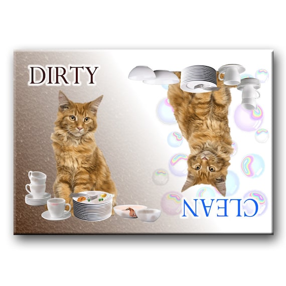 Maine Coon Cat Clean Dirty Dishwasher Magnet No 2