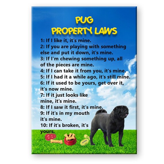 Pug Property Laws Fridge Magnet (Black)