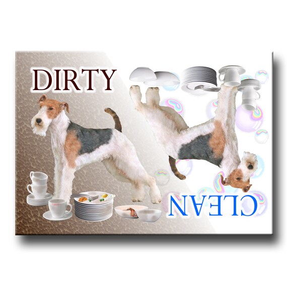 Wire Fox Terrier Clean Dirty Dishwasher Magnet