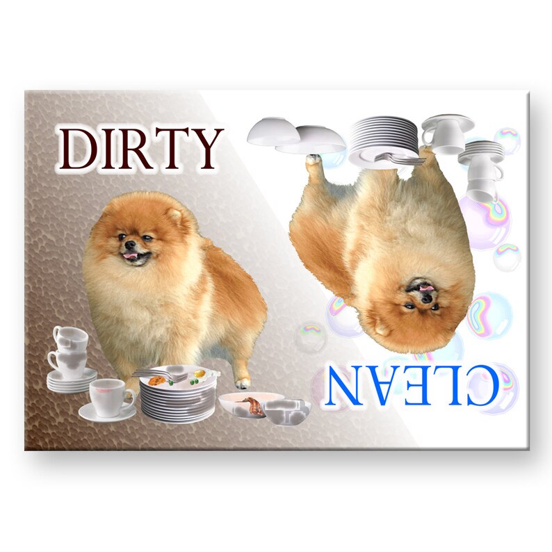 Pomeranian Clean Dirty Dishwasher Magnet