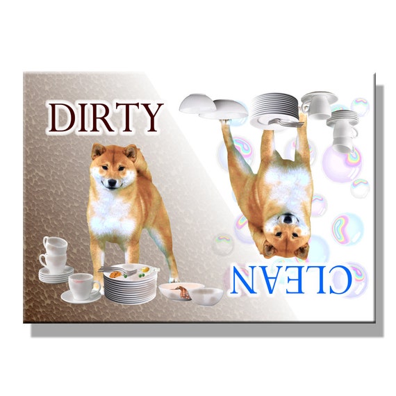 Shiba Inu Clean Dirty Dishwasher Magnet No 1