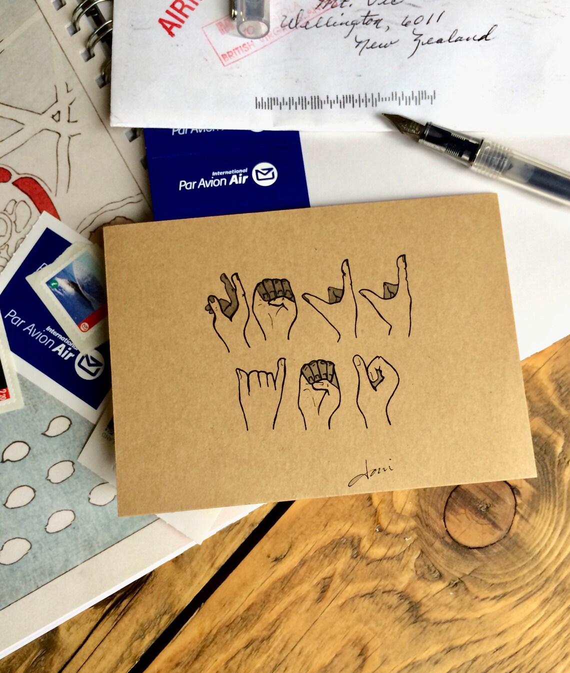 HELL YES Sign Language Postcard Etsy