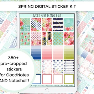 Spring Digital Planner Stickers Goodnotes, Digital Planner Stickers Noteshelf, Weekly stickers, Monthly stickers, March digital stickers