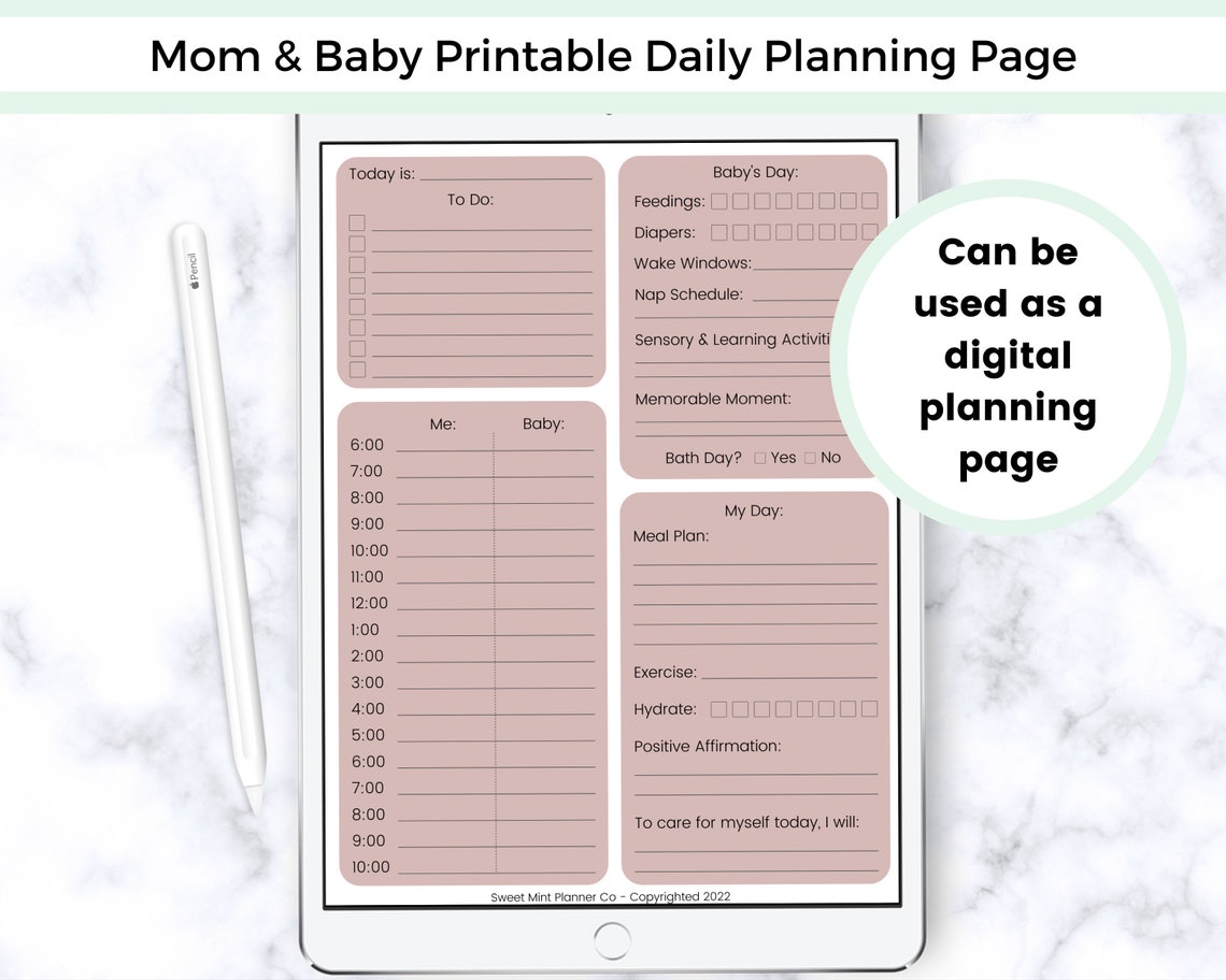 Printable Daily Planner Page for Work From Home and Stay at Home Moms ...