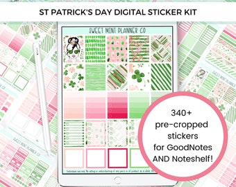 St Patricks Day Digital Planner Stickers, Goodnotes Planner Stickers, Noteshelf, Weekly, Monthly, planning stickers spring planner stickers