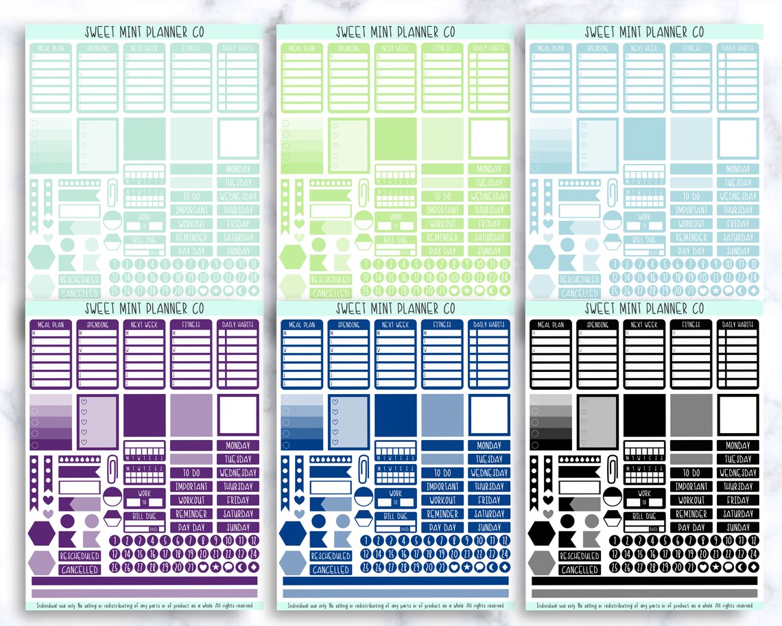 1700 Functional Digital Sticker Kit Mega Bundle, Precropped for ...