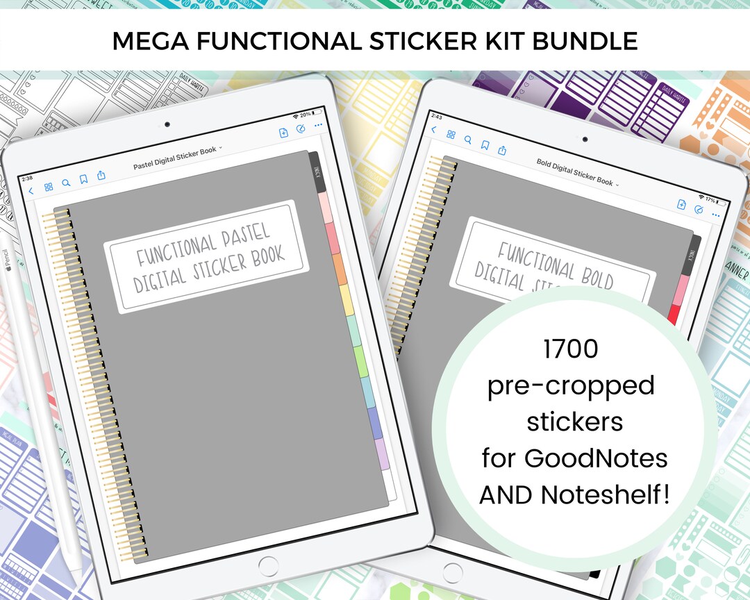 1700 Functional Digital Sticker Kit Mega Bundle, Precropped for ...