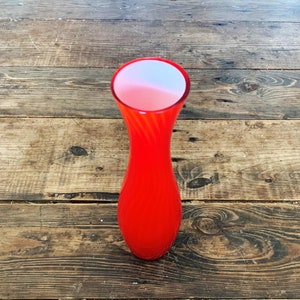 Vintage Empoli Red White Glass Bud Vase Valentines Vase Single Rose Flower Vase Red Glass Vase Gift for Her Valentines