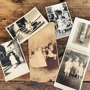 Vintage Collection of 6 Children Baby Antique Cabinet Card Vintage Children 19th-Century Children Photos, Ephemera, Junk Journals, Boho