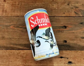 Vintage Schmidt Beer Can with The Great Northwest Scene of Geese/Collectible Vintage Beer Can/Man Cave Décor/Vintage Bar Décor