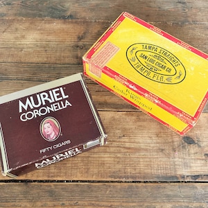 Pair of Vintage Cigar Boxes/Shabby Chic &quot;Written on&quot; Vintage Tobacciana/Old Cigar Boxes