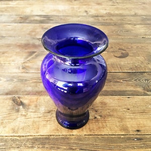 Vintage Large Cobalt Blue Glass 9.25&quot; Vase Cobalt Glass Vase Valentines Vase Mother&#39;s Day Large Blue Glass Vase