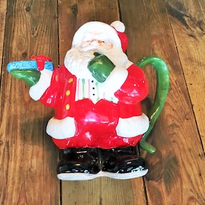 Vintage Santa Ceramic Pitcher Vintage Christmas Décor Santa Pitcher Holiday Pitcher Santa Collectibles