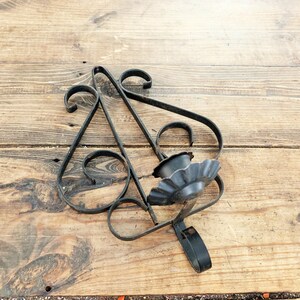 Vintage Wrought Iron Single Candle Wall Sconce 1970&#39;s Wrought Iron Décor Wall Sconce