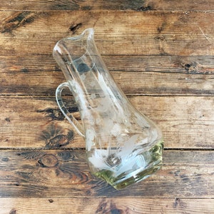 Beautiful Antique Floral Etched Glass Pitcher Glass Pitcher Large Clear Glass Pitcher Antique Wine Decanter Carafe Pitcher