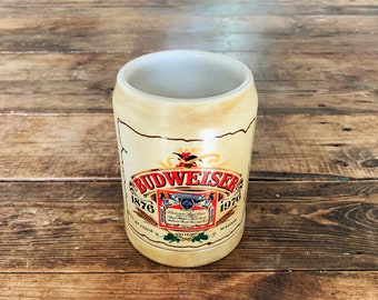 Taza de cerámica vintage, recuerdo publicitario de cerveza Budweiser, taza de cerveza Anheuser-Busch, regalo para amantes de la cerveza