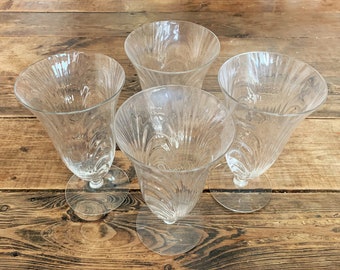 Set of 4 "Caprice Clear" Iced Tea Glasses by Cambridge/Stemware/Vintage Set of 4 Crystal Goblets/Shabby Chic Crystal Stemware