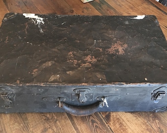 Antique Samson Suitcase Vintage Collectible Samson Luggage Large Black Vintage Metal Suitcase Theater Prop Old Suitcase