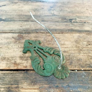 Green Antique Receipt Holder Wall Hanging Antique Cast Iron Wall Mount Receipt Hook Bill Invoice Holder Spike Spindle Art Nouveau Design