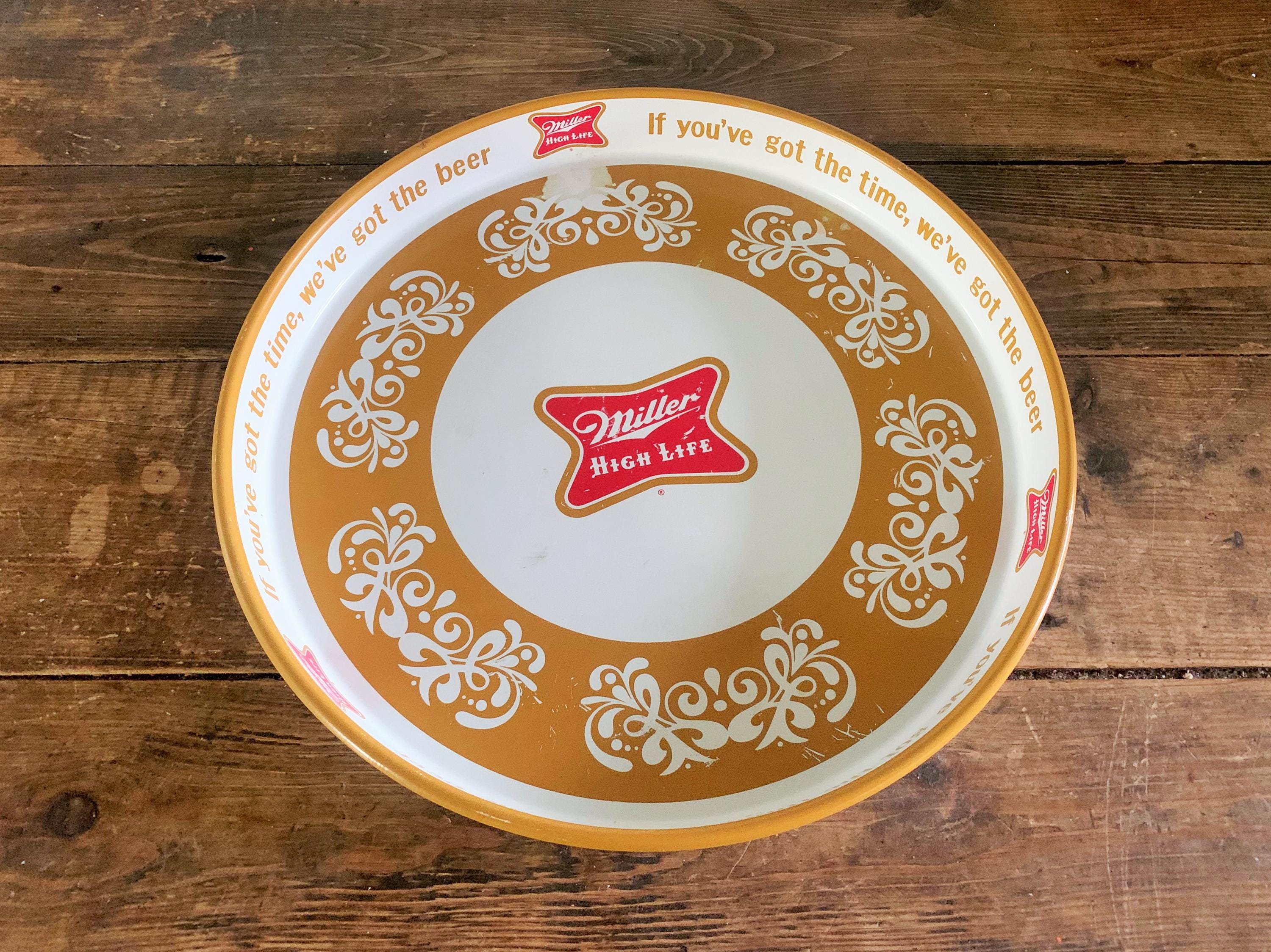 Vassoio per birra vintage Miller High Life Lo champagne delle birre Vassoio per birra Pubblicità per birra Arredamento da bar vintage Vassoio per birr