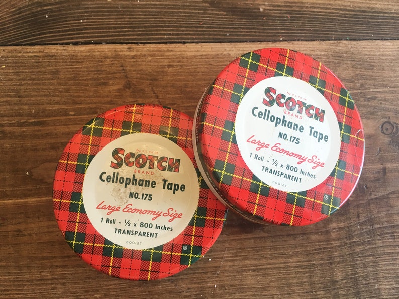 Pair of Vintage Scotch Tape Tins/collectible Vintage Scotch Etsy