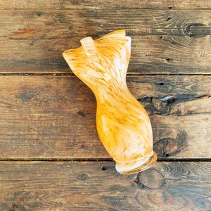 Vintage Splatter Ruffle Yellow Swirl Art Glass Vase