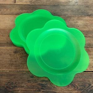 Set di 8 portapiatti di carta in plastica vintage a forma di fiore verde brillante Portapiatti di carta da cucina vintage Portapiatti verdi