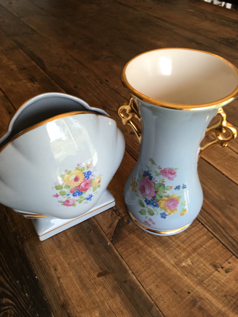 Pair of Vintage Abingdon Blue Vases/Collectible Set of Vases/ | Etsy