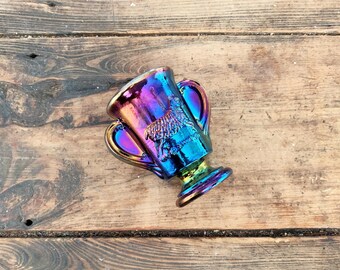 Palillero vintage Lenox de cristal imperial con amatista "Pavo real". Palillero coleccionable de cristal de carnaval. Palillero de cristal imperial.