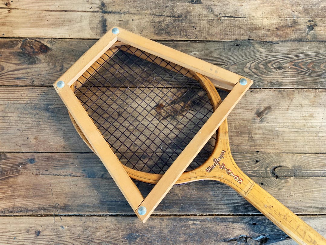 Vintage Macgregor Winton Wood Tennis Racket With a Bancroft Wood Press ...