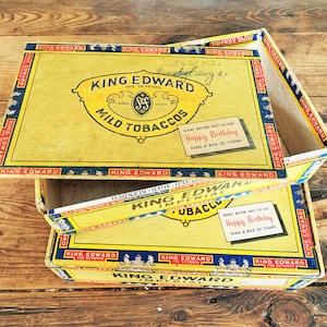 Pair of Vintage King Edward The Seventh Mild Tobaccos Cigar Box/Vintage Tobacciana/Old Cigar Box/1960&#39;s Cigar Box