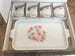 Vintage Fleurette 8 Piece Snack Set in Original Box/Collectible Milk Glass Luncheonette Plates and Coffee Cup Set 