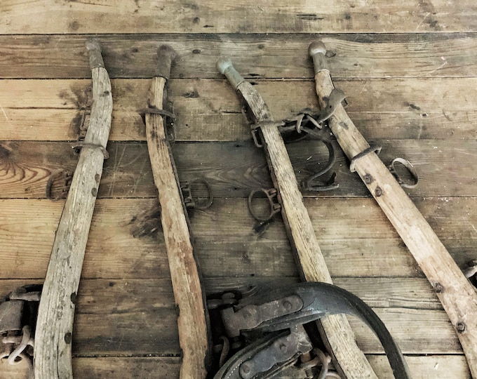 Vintage Pair/double Wood Horse Harness Set of Horse Hames/collectible